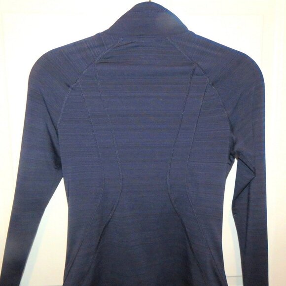 Athleta Sz XXS Heathered Blue Full Zip Mockneck Performance Jacket Thumbholes - Picture 15 of 16
